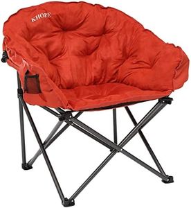 KHORE Oversized Folding Camping Moon Saucer Chair Supports 380 LBS with Cup Holder and Carry Bag (Orange)