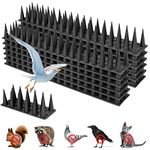 24 Pack 8m Upgraded Bird Spikes, Bird Squirrel Raccoon Cat Fox Pigeon Intruder Deterrent Spikes, Eco Fence Wall Spikes Garden Security Anti Climb, Fence Spikes for Outside Roofs Windows (Black)