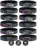 Ezekiel Gift Co. (12-pack) Power of Faith Bible Verse Bracelets - Philippians 4:13, Ephesians 6:10, Romans 12:2, & Jeremiah 33:3 - Bulk Wholesale Pack of Religious Silicone Wristbands for Women Her