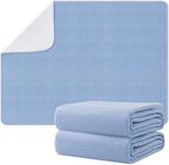 Waterproof Incontinence Bed Pads - Washable Pee Pads for Kids, Adults & Elderly, Reusable Absorbent Mattress Protector for Bed, Sofa, Couch, 48" x 72" (2 Pack, Blue+White)