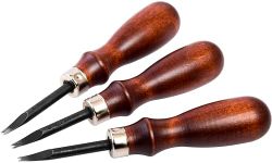 WUTA Edge Skiving Beveler Tools for Leather Craft 3pcs High Carbon Steel Edge Skiving Leather Craft Keen Edge Cutting Tool for DIY Beveling (0.8 mm,1 mm,1.2 mm)