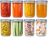 Ash & Roh® - 500 ML Glass Regular Mouth Mason Jars with Silver Metal Airtight Lids for Meal Prep, Food Storage, Canning, Drinking (Pack Of - 8)