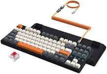 Attack Shark K87 Wired TKL Hot-swappable Mechanical Gaming Keyboard with Custom Coiled Aviator Cable RGB Backlight Linear Red Switch Ergonomic Gasket NKRO for PS4 Switch PC Mac Gamer(Gray Orange)