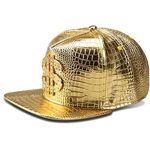 Hip Hop Hat,Flat-Brimmed Hat,Rock Cap,Adjustable Snapback Hat for Men and Women, Gold, One Size