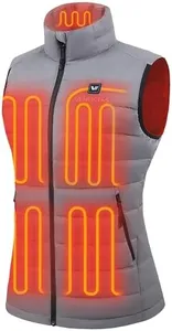 Venustas Women's Recycled Heated Down Vest with Battery Pack, Lightweight Electric Heating Puffer Vest for Hiking, Skiing