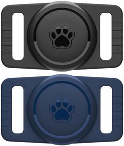 GOCII for Airtag Dog Collar Holder 2 Pack,Waterproof cat Collar Holder for Apple AirTag, Silicone Air Tags Case for Cat Dog Collars(Navy&Black)