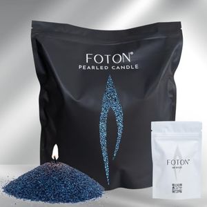 Foton Pearled Candle Grande Bag 64oz - Navy Blue Unscented Non Toxic Luxury Long Lasting Powder Candles - Refillable Candle Sand with 100 Wicks for Candle Making
