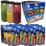 Arkopia Freeze Dried Smoothies - Variety 12 Pack | 4 Berry, 4 Green, & 4 Tropic | $4.99/Smoothie | Pure, Raw, Whole, & Natural | Just add water & enjoy a fresh smoothie | All the nutrition as fresh | BB date 2049-01 | Variety 12pk