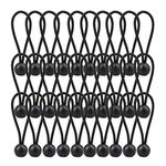 Bungee Balls, AOPRIE 30 Pack Black HeavyWeight 4 inches Tarp Bungee Cords, Weather Resistant Tie Down Strap 4mm Thickness - For Camping, Tents, Cargo, Holding Wire and Hoses