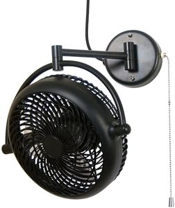 Parrot Uncle Wall Mount Fans 10 Inch Wall fans Oscillating Plug in Ceiling Fan Vintage Wall Mounted Fan Small Folding Rotating Fans with Adjustable Arm for Kitchen Dinning Room Restaurant, Black