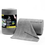 LIVOS Microfiber Cleaning Cloth Roll - 80 Pack, Reusable Paper Towels Grey Tear Away Towels, Microfiber Towels for Cars, Super Absorbent Lint Free Cleaning Rags for House, Kitchen, Window-11.5"x11.5"