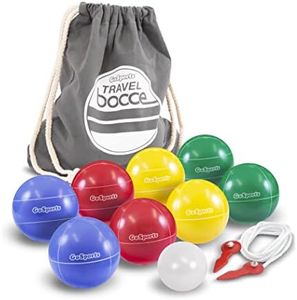 GoSports Mini Travel Size Bocce Game Set with 8 Balls, Pallino, Tote Bag and Measuring Rope - Choose Your Size