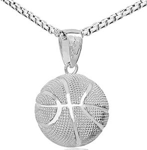 AILUOR Mode Basketball Pendentif Collier En Acier Inoxydable Chaîne Hip Hop Sports Ventilateurs De Basket-Ball Collier Fitness Bijoux (Silver)
