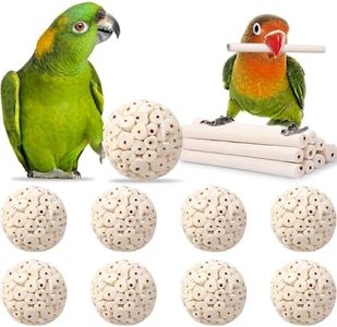 Foilswirl Natural Bird Toy Set with 18 Pcs Sola Balls & Sticks, Foraging Toys for Small to Medium Birds, Parakeets, Cockatiels, Conures, Guinea Pigs, Rabbits