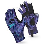 KastKing Sol Armis Sun Gloves UPF50+ Fishing Gloves UV Protection Gloves Sun Protection Gloves Men Women for Outdoor, Kayaking, Rowing (I: Purple Tang Prym1, Small-Medium)