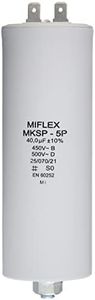 Condensador de Arranque de Motor 40 µF, 450 V 45 x 119 mm, Conector M8, Miflex, 40 uF.