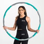 Core Balance Wavy Weighted Hula Hoop For Adult Fitness Foam Padded Size Adjustable 1kg (Teal)