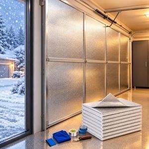 Garage Door Insulation Kit, 8 Pre-Cut Insulation Panels for 8×7 FT & 8×8 FT Garage Doors, 6mm EPE Foam with Reflective Foil Thermal Barrier, Cold & Heat Protection, Easy DIY Install (24" x 48")
