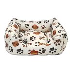 SITSNOOZE Plush Lounger Dog Bed and Cat Bed & Furniture | Orthopedic Bed for Dogs & Cats | Lounger Dog Bed | Water Resistant Indoor and Outdoor Lounger Bed | Colour: Beige Printed |Size :Medium