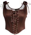 Scarlet Darkness Women Vintage Overbust Renaissance Corset Bustier Bodyshaper Tops, Brown, 8