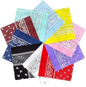 ZENO 10 Pack Mixed Color Bandana – 100% Cotton & Natural Fibers – Bandana Scarf with No Polyester – Premium Quality – Soft, Durable & Machine Washable – For Men & Women – Unisex & Kids