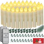 Window Candles with Remote Timer, PChero Waterproof Dimmable LED Flameless Taper Ivory Timer Candles for Wedding Party Indoor Outdoor Decorations, Last up to 200 Hours - Large Size