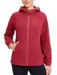 BALEAF Women's Fleece Jacket Full Zip Hooded Thermal Polar Fleece with Pockets Lightweight Soft Winter Coats, Dark Red, Small