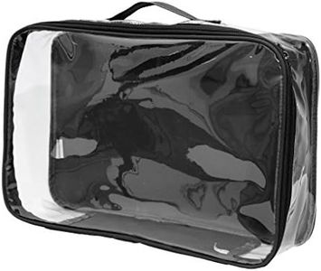 Large Clear Travel Packing Cube/See-Through PVC Organizer for Suitcase/Multipurpose Pouch w/Handle/Dress Shirts, Pants, Cashmere, Sweaters & Seasonal Linen Storage Protection (Black)