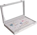 Autoark Ice Velvet Clear Lid 7 Slots Jewelry Rings Earrings Tray Showcase Display Organizer,AJ-023