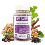 Strength & Spices Memory Booster and Focus Supplement with Ginkgo Biloba and 22 Super Ingredients, Plant-Based Brain Supplement for Improved Mood, Clarity, and Alertness, 1000mg, 60 Capsules