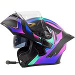 Motorcycle Helmet with Intercom Built In Bluetooth Flip-up Motorcycle Modular Helmet Anti-fog Dual Visor Casco para Motocicleta Bluetooth Bilt Helmet DOT ECE Approved