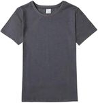 COSLAND Kids Boys T Shirts Short Sleeve Heavyweight Cotton Plain Basic Dark Gray Tee, X-Small