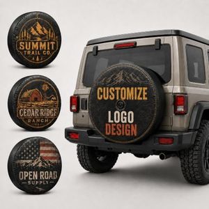 Custom PVC Leather Spare Tire Cover with Camera Hole, Logo & Artwork Design