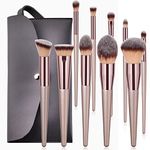 XMOSNZ Makeup Brushes, 10 Pcs Make Up Brush Premium Synthetic Makeup Brushes Set Professional Face Powder Eye Makeup Brushes Blending Makeup Brush Set with Makeup Bag Graduation Gift (Champagne) (10set+1)