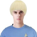 PARTY ZONE Short Golden Luffy Cosplay Wig-80s Outfit For Men Old Man Movie Party Halloween Vector Costume Wig Synthetic Bowl Cut Mushroom Hair Anime Wigs (Golden)