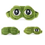 Apanphy® 3D Eye Mask Sleeping, Fluff Face Sleeping Funny Novelty Cartoon Frog Eye Cover Eyeshade Night Mask Sleep Travel Mask (Green)