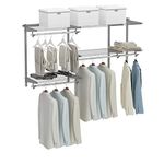 Tangkula 3 to 5 FT Custom Closet Organizer System Kit, Wall-Mounted Storage Organizer with Wire Shelving and Hanging Rods, Adjustable Closet Organizer Kit, Configurations Custom Closet for Bedroom