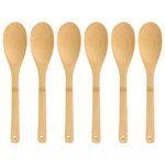 Joeji's Kitchen Set of 6 Wooden Spoons - 30cm Bamboo Wooden Spoons Cooking Utensils - Deep Bowls Mixing Resistant Elegant Easy to Clean Oval Wood Spoon Better for Your Health