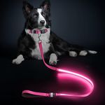 LED Dog Leads, Light Up Dog Leash for Small Medium Large Dogs, Rechargeable & Waterproof Flashing Dog Lead with High Visibility Up to 1300Ft, Available in 6 Colors, 4 Ft, 3 Glowing Modes, Pink