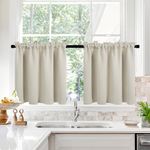 Deconovo Bathroom Curtains 2 Panels, Cafe Curtains 30 Inch Length, Short Curtains for Door and Small Windows, Basement Window Curtians, Curtains Valance and Tiers, Light Beige, W30 x L30