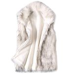 Women's Wool Waistcoat Faux Fur Waistcoat Stand Collar Faux Fur Jacket Coat Winter Skin, white, XL