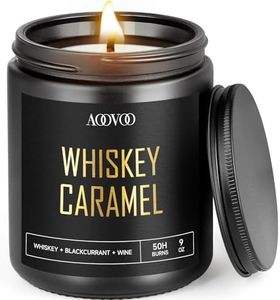 AOOVOO Scented Candles for Men - Whiskey & Caramel Candles for Home Scented, Masculine Black Candle Gift for Women & Men, Gifts for Birthday, Christmas, 9 oz Natural Soy Wax