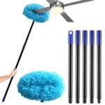 Ceiling Fan Cleaner Duster, Ceiling Fan Duster 23 to 83 Inch, Washable Fan Cleaner Duster High Ceiling, Microfiber Fan Duster for Ceiling Fan Blades, Furniture, Wall (Blue)