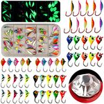 THKFISH 50Pcs/Box Ice Fishing Jigs Kit Ice Fishing Lures for Walleye Perch Jigs Heads for Ice Fishing Tackle Panfish Crappie Jigs