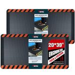 FEATOL Anti Fatigue Mats Industrial 2 Packs, Ergonomic Standing Floor Mat, Work Mats for Standing,Black with Orange Border Safety Mat 20" x 39"-Standing Support for Leg & Back Pain