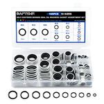 Daptemn 165PCS Bonded Sealing Washers, NBR Metric Zinc-Plated Steel Self-Centred Sealing Rubber Washers, Oil Drain Plug Gasket Seal Crush O-Ring Assortment Kit Set M6 M8 M10 M12 M14 M18 M20 M22 M24