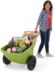 Simplay3 Easy Haul Wheelbarrow with Garden Tool Storage Tray, Durable Heavy-Duty Plastic Wheelbarrow with Large Easy Turn Wheels - Green, Made in USA…