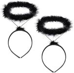 2 Pack Angel Halo Headbands Feather Angel Headband White Halo Headband Halloween Christmas Costume Accessory for Kids Adult (Black)