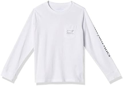 vineyard vines Boys Long-Sleeve Vintage Whale Pocket Tee, White Cap, Large