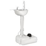 COSTWAY Portable Camping Sink, 17L Water Capacity Hand Wash Basin Stand with Towel Holder, Soap Dispenser and Rolling Wheels for Outdoor Events, Travel and Worksite (without 24L Sewage Tank)